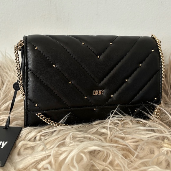 Dkny Bags Dkny Women Black Chain Clutch Veronica Flap Small Studded